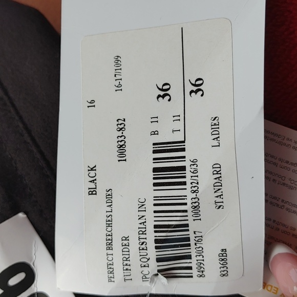 Tuffrider black riding pants size 36 NWT - Picture 9 of 9